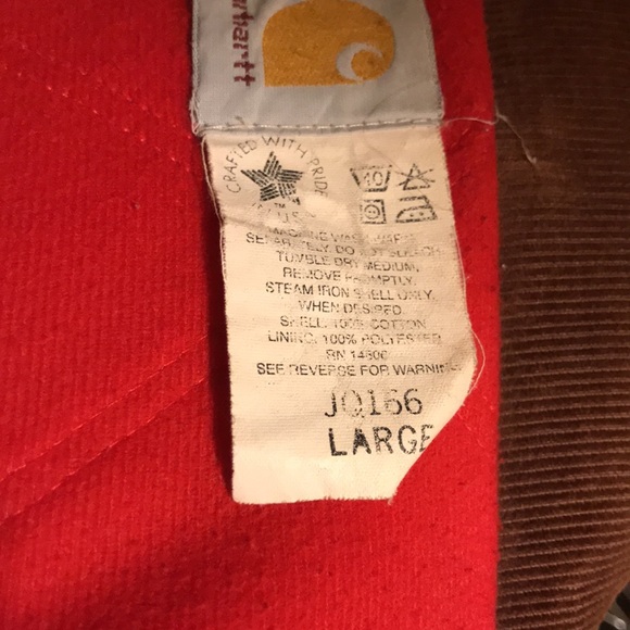 Vintage Red Quilt Lined Tan Carhartt Jacket NO HOOD - Picture 14 of 16